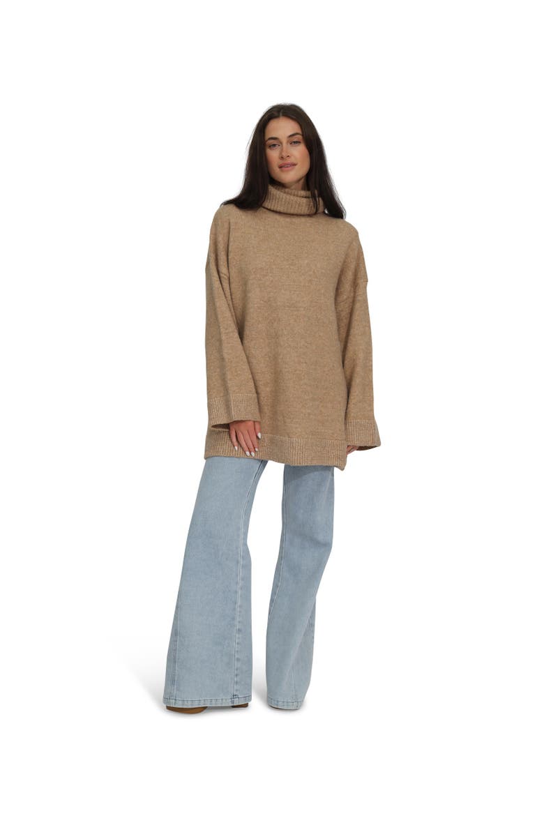 Cuddle Me Oversized Tunic Sweater, Main, color, Beige