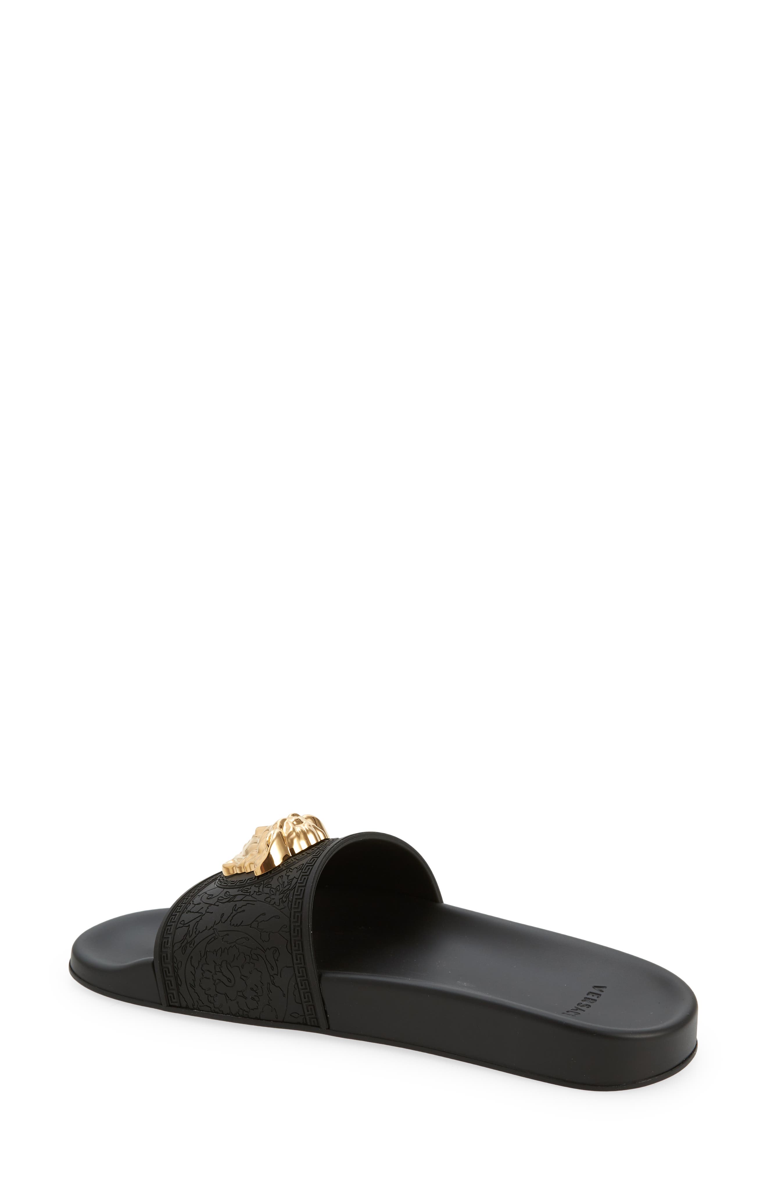 Versace Medusa Slide Sandal, Alternate, color, 