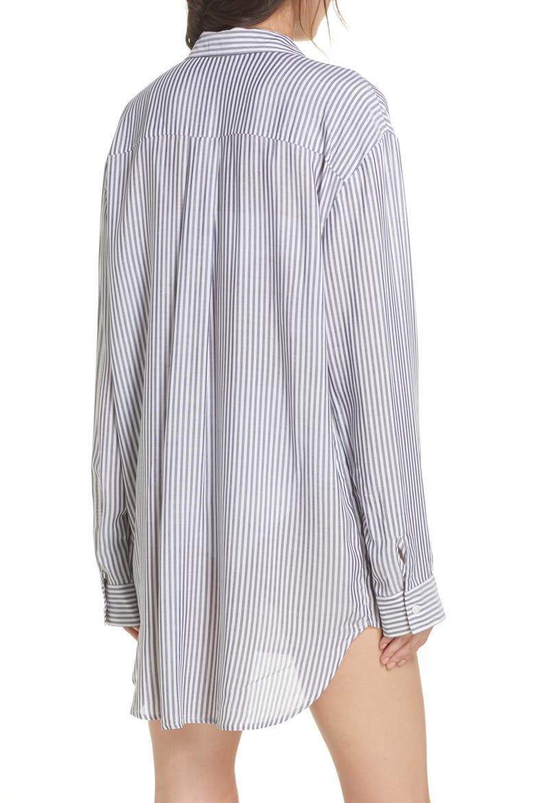 Boyfriend Cover-Up Shirt (Nordstrom Exclusive), Alternate, color, NAVY NITE/ WHITE STRIPE