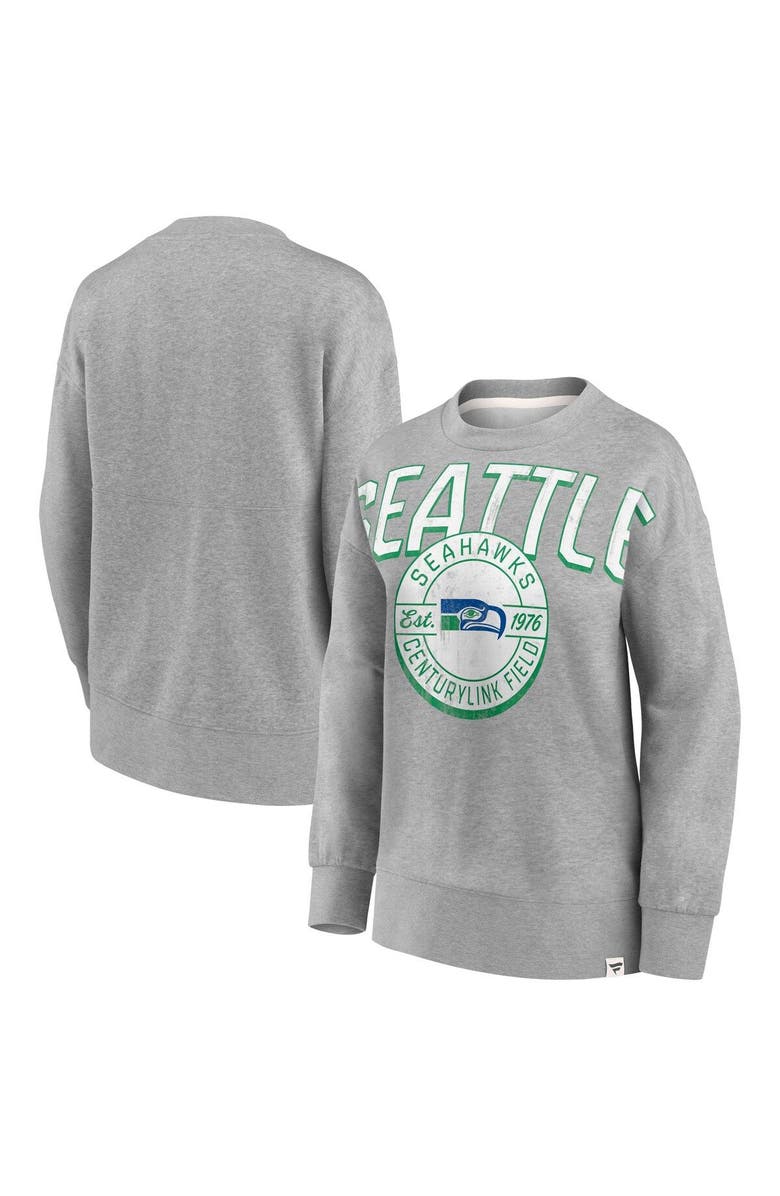 FANATICS Women's Fanatics Branded Heathered Gray Seattle Seahawks Jump Distribution Tri-Blend Pullover Sweatshirt, Alternate, color, 