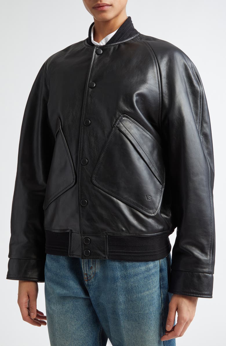 Victoria Beckham Varsity Leather Bomber Jacket, Alternate, color, 