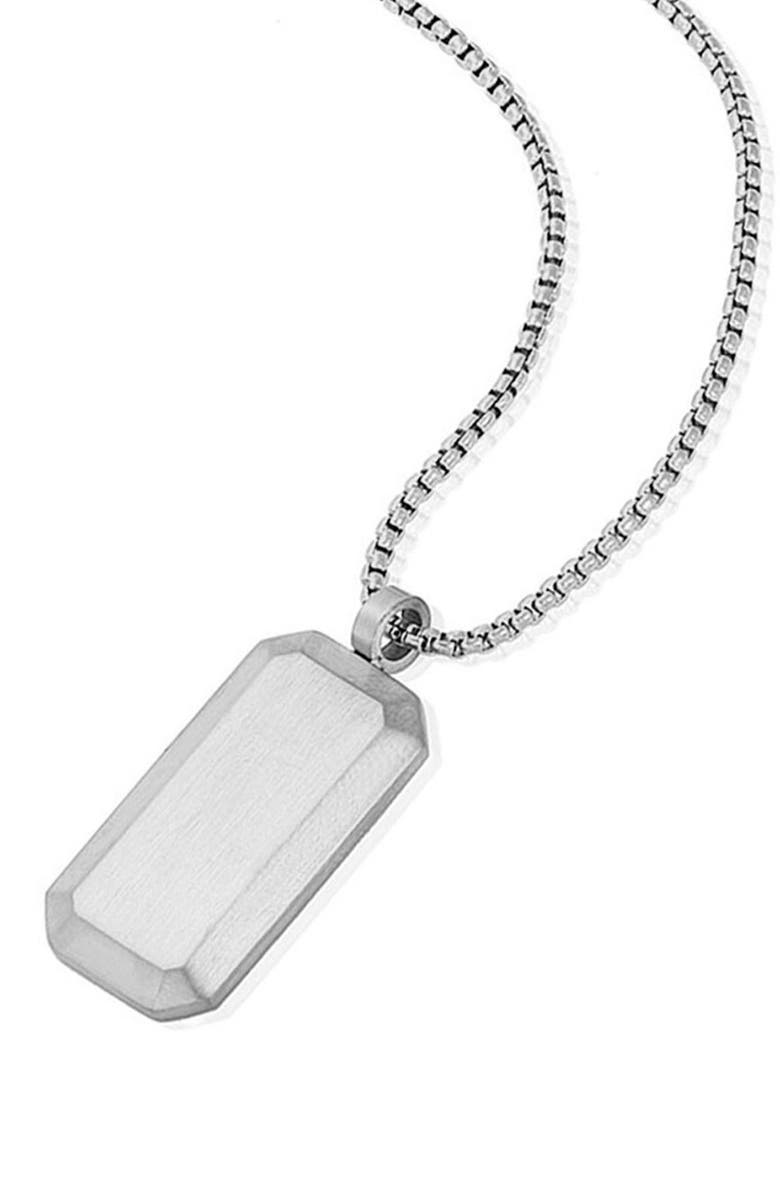INVICTA Mens' Brushed Stainless Steel Dog Tag Necklace, Alternate, color, Silver