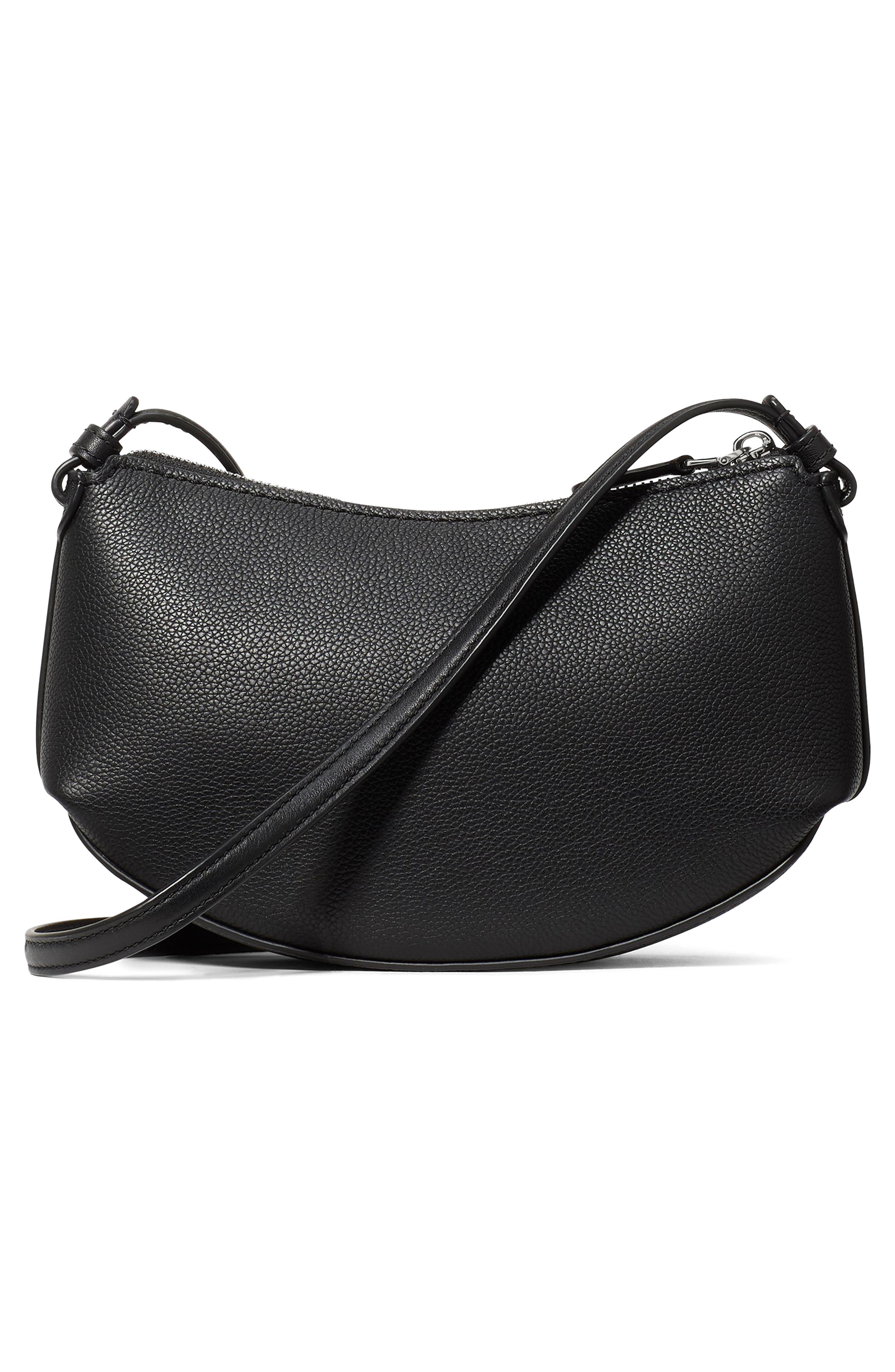 Kate Spade New York loop pebble leather crossbody bag, Alternate, color, Black