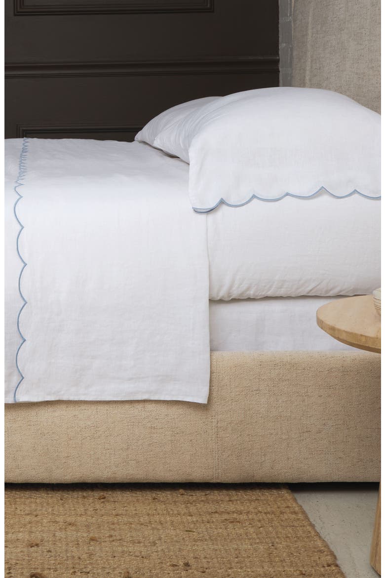 Kelly Linen Sheet Set, Alternate, color, WHITE/FRENCH BLUE