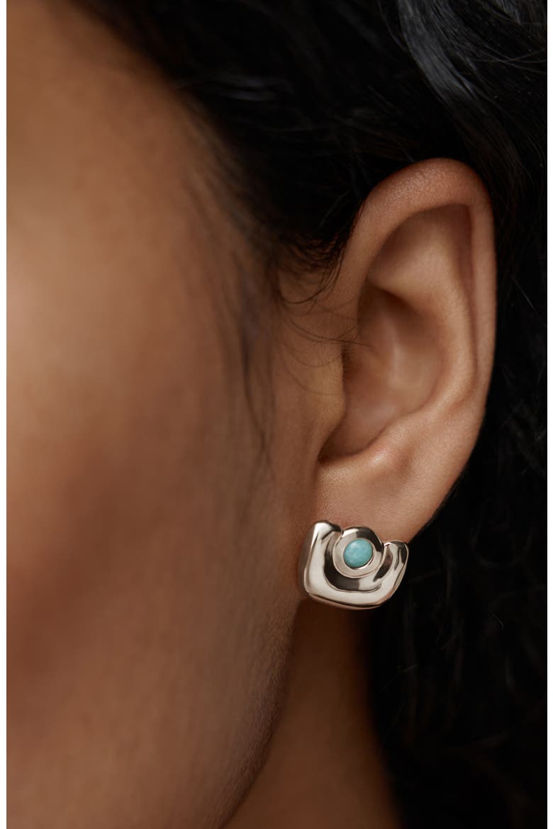 Amaia Sterling Silver Amazonite Stud Earrings, Alternate, color, STERLING SILVER / AMAZONITE