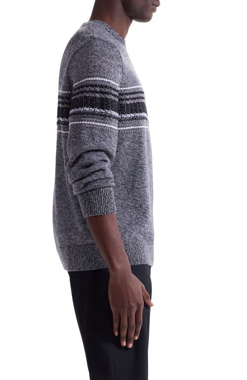 Bugatchi Chest Stripe Merino Wool Sweater In Gray