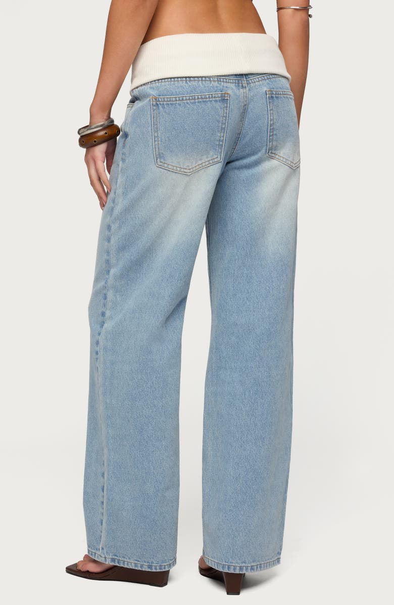 EDIKTED Knit Foldover Low Rise Baggy Jeans, Alternate, color, 