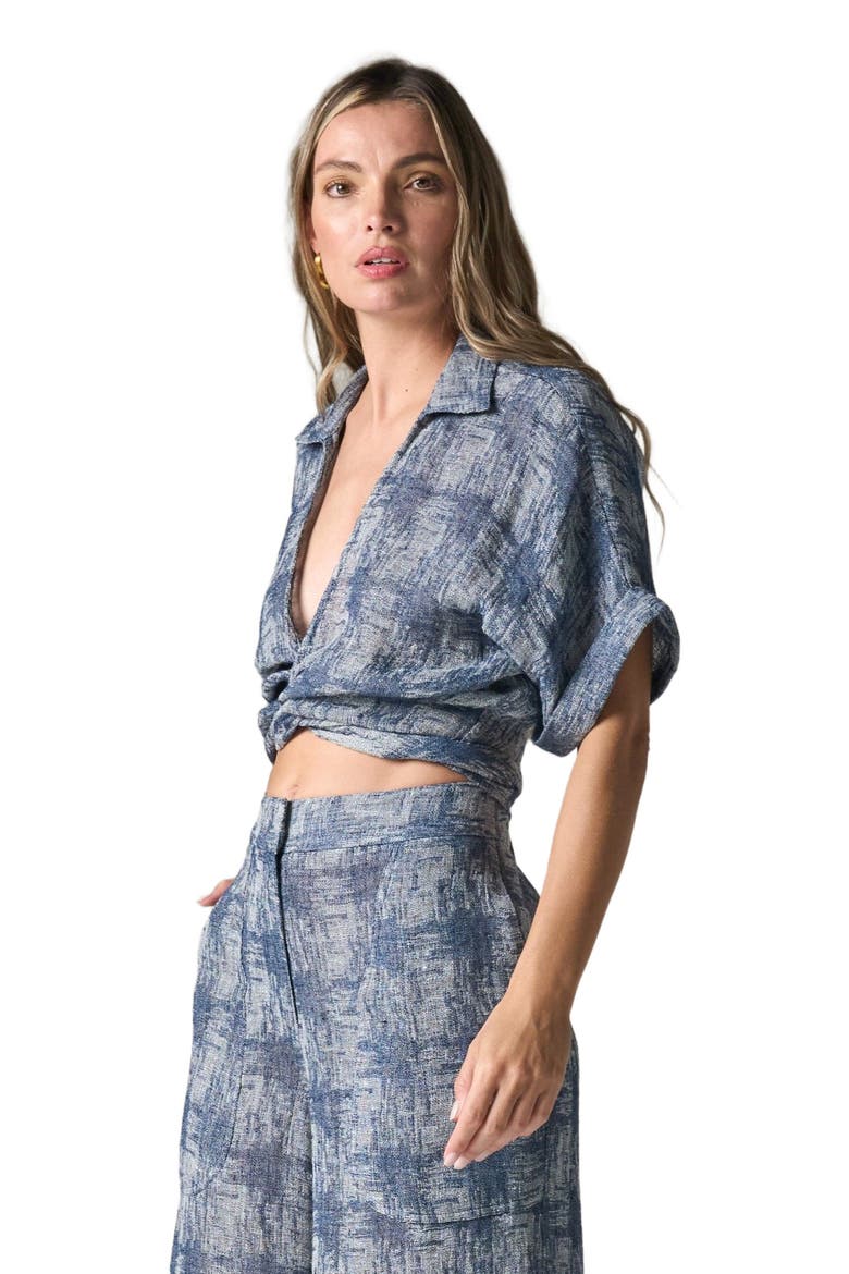 Chiara Top in Seaside Gauze, Alternate, color, Blue/Beige