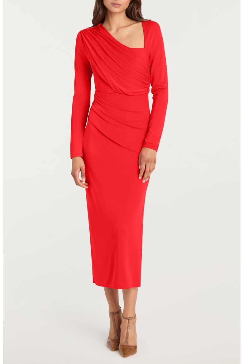 Jalyn Long Sleeve Asymmetric Drape Matte Jersey Dress, Main, color, BISOU