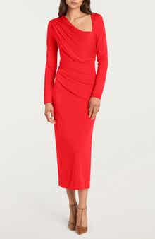 Jalyn Long Sleeve Asymmetric Drape Matte Jersey Dress