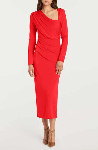 Jalyn Long Sleeve Asymmetric Drape Matte Jersey Dress