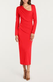 Cinq à Sept Jalyn Long Sleeve Asymmetric Drape Matte Jersey Dress