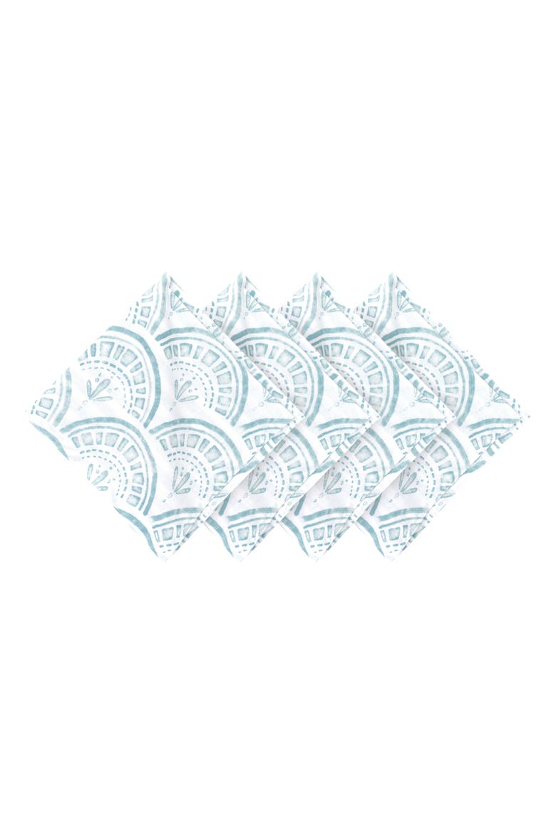Halsey Scallop Set of 4 Cloth Napkins, Main, color, Blue