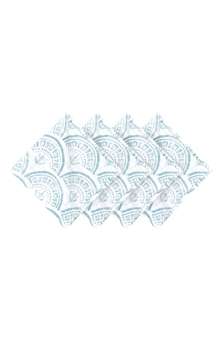 carol & frank Halsey Scallop Set of 4 Cloth Napkins, Main, color, Blue