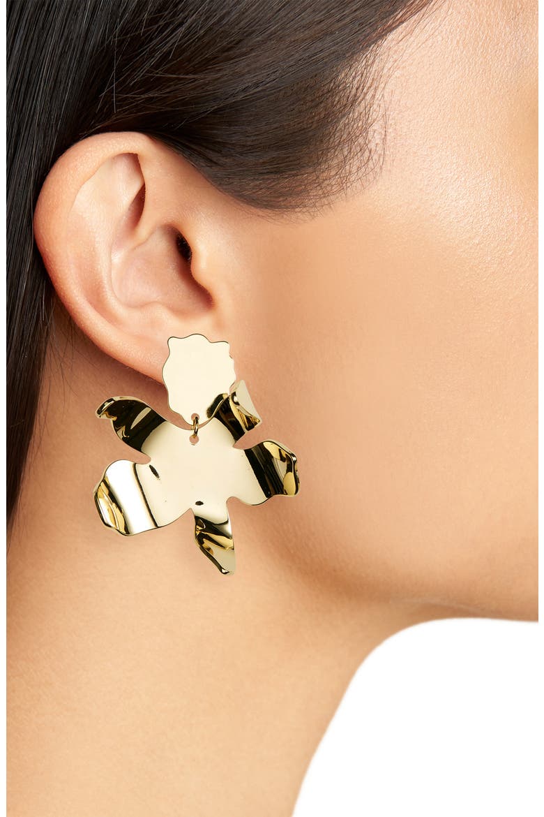 Lily Drop Earrings, Alternate, color, GOLD
