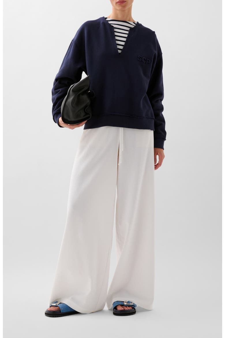 V Embossed Sweater, Alternate, color, Navy