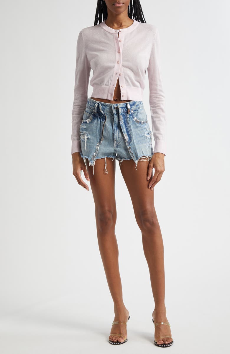 Alexander Wang Crystal Hotfix Crop Cardigan, Alternate, color, Light Pink