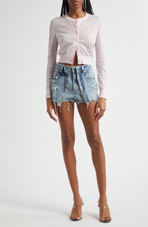 Alexander Wang Crystal Hotfix Crop Cardigan In Pink