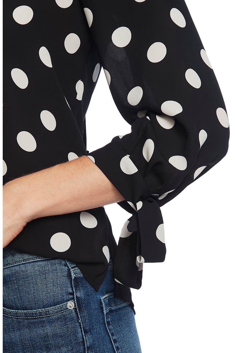 Moonlit Dot Tie Cuff Blouse, Alternate, color, RICH BLACK