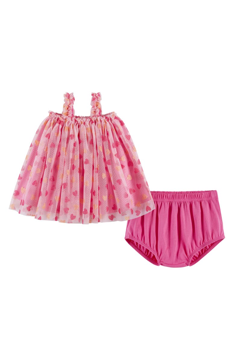 Andy & Evan Tulle Trapeze Dress with Bloomers, Main, color, Pink