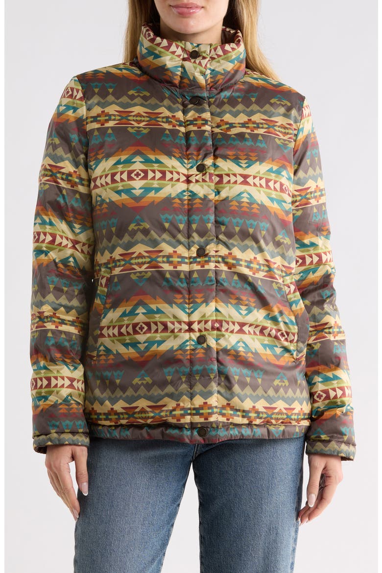 Reversible Down Puffer Jacket, Alternate, color, BROWN/ SOLSTICE CANYON