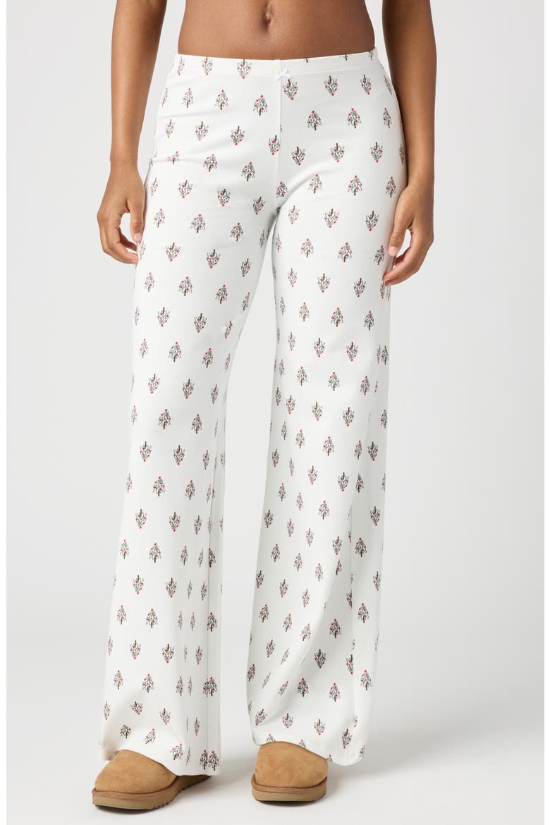 Rib Print Pants, Main, color, BRIGHT WHITE TREES
