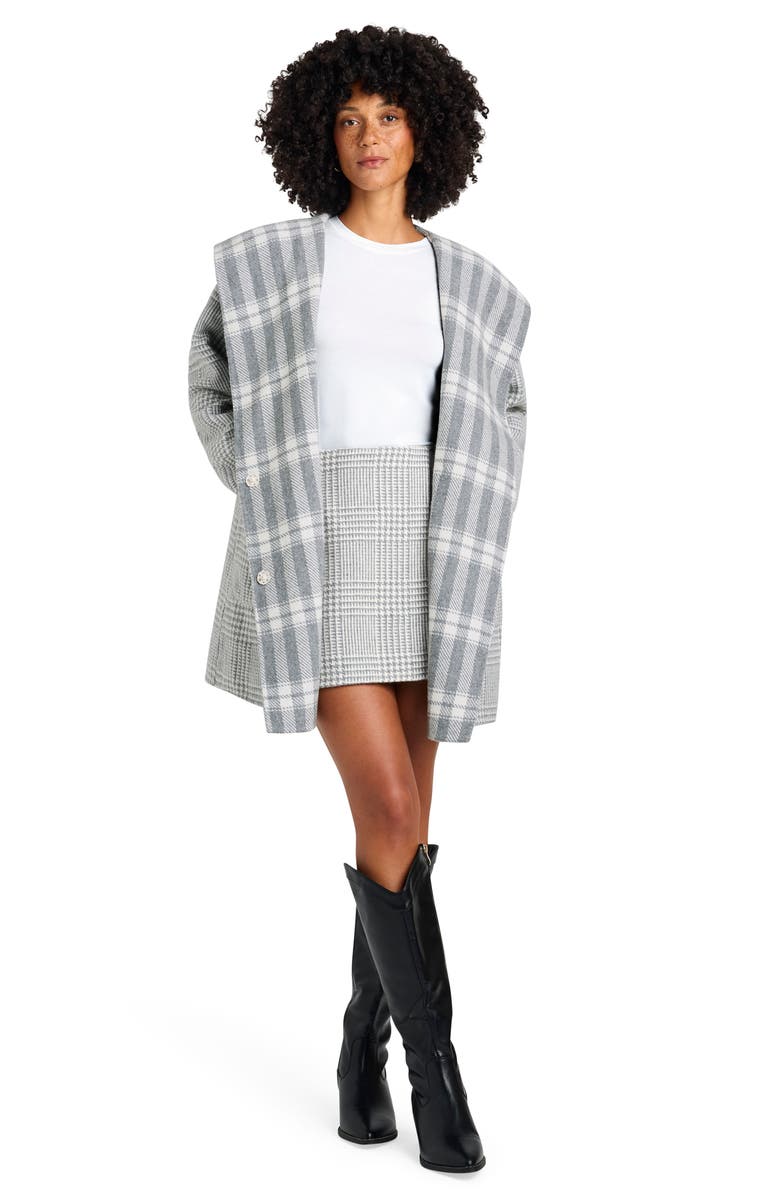 Splendid Elliott Plaid Reversible Hooded Wool Blend Coat, Alternate, color, Grey Glen Check