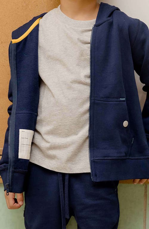 Mightly Organic Cotton Zip Up Pocket Hoodie In Navy