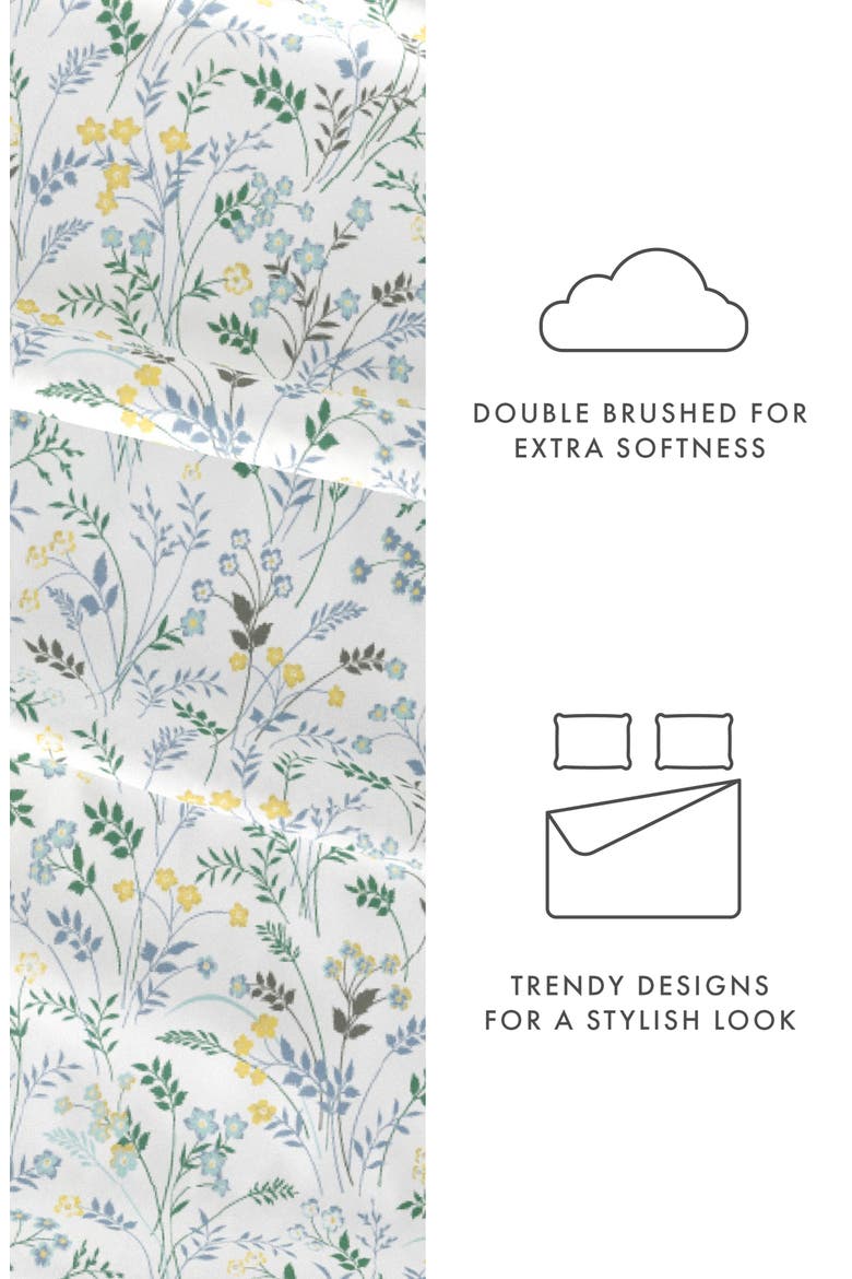 Premium Ultra Soft Wildflower Pattern 4-Piece Bed Sheets Set, Alternate, color, LIGHT BLUE