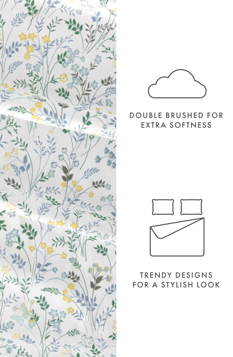 HOMESPUN Premium Ultra Soft Wildflower Pattern 4-Piece Bed Sheets Set, Alternate, color, Light Blue