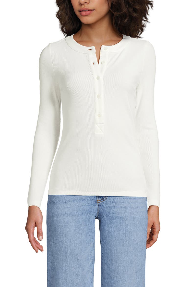 Drapey Rib Skimming Long Sleeve Henley, Alternate, color, Ivory