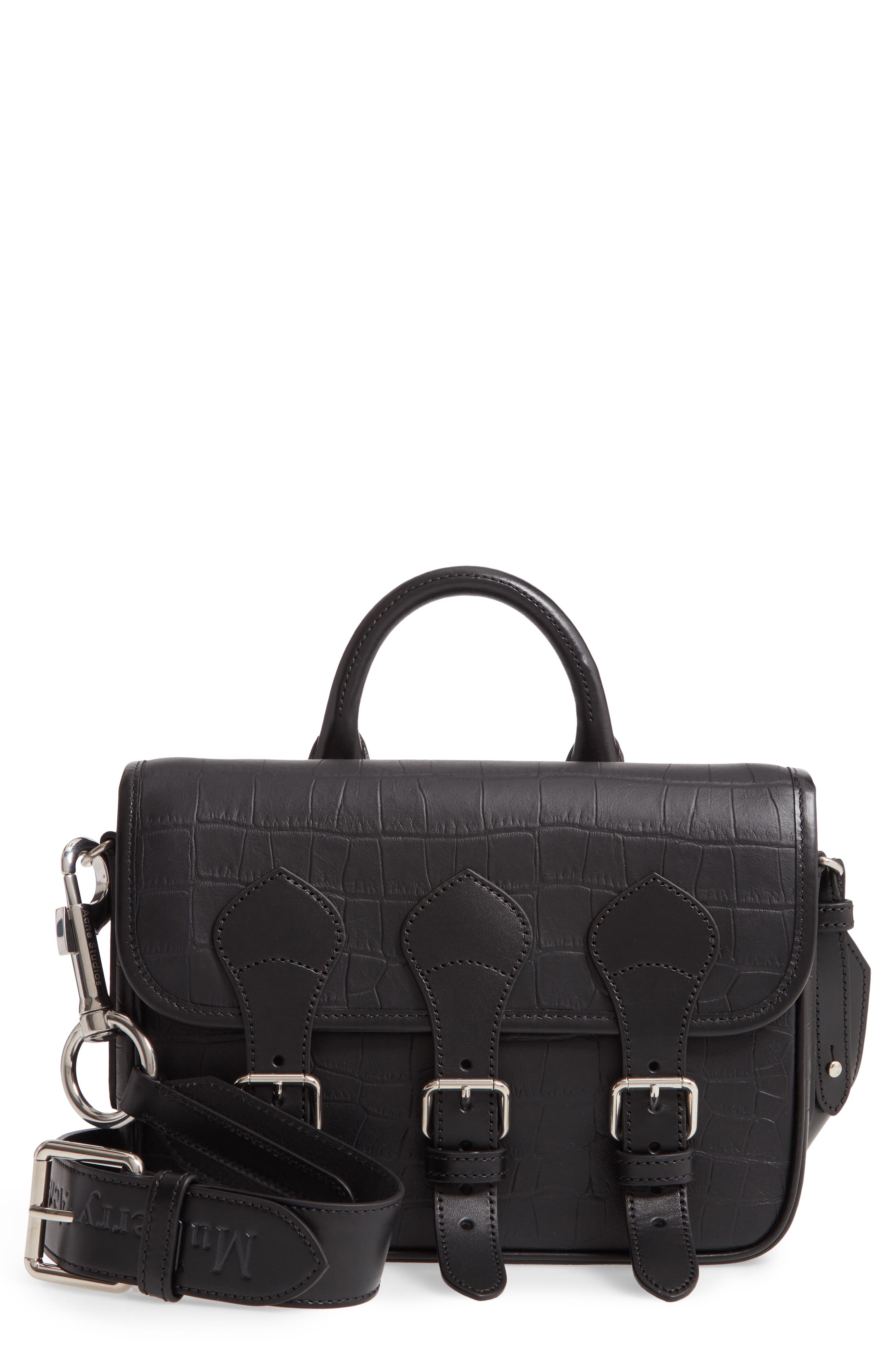 Mulberry & Acne Studios Matte Crocodile Embossed Leather Messenger Bag, Main, color, 