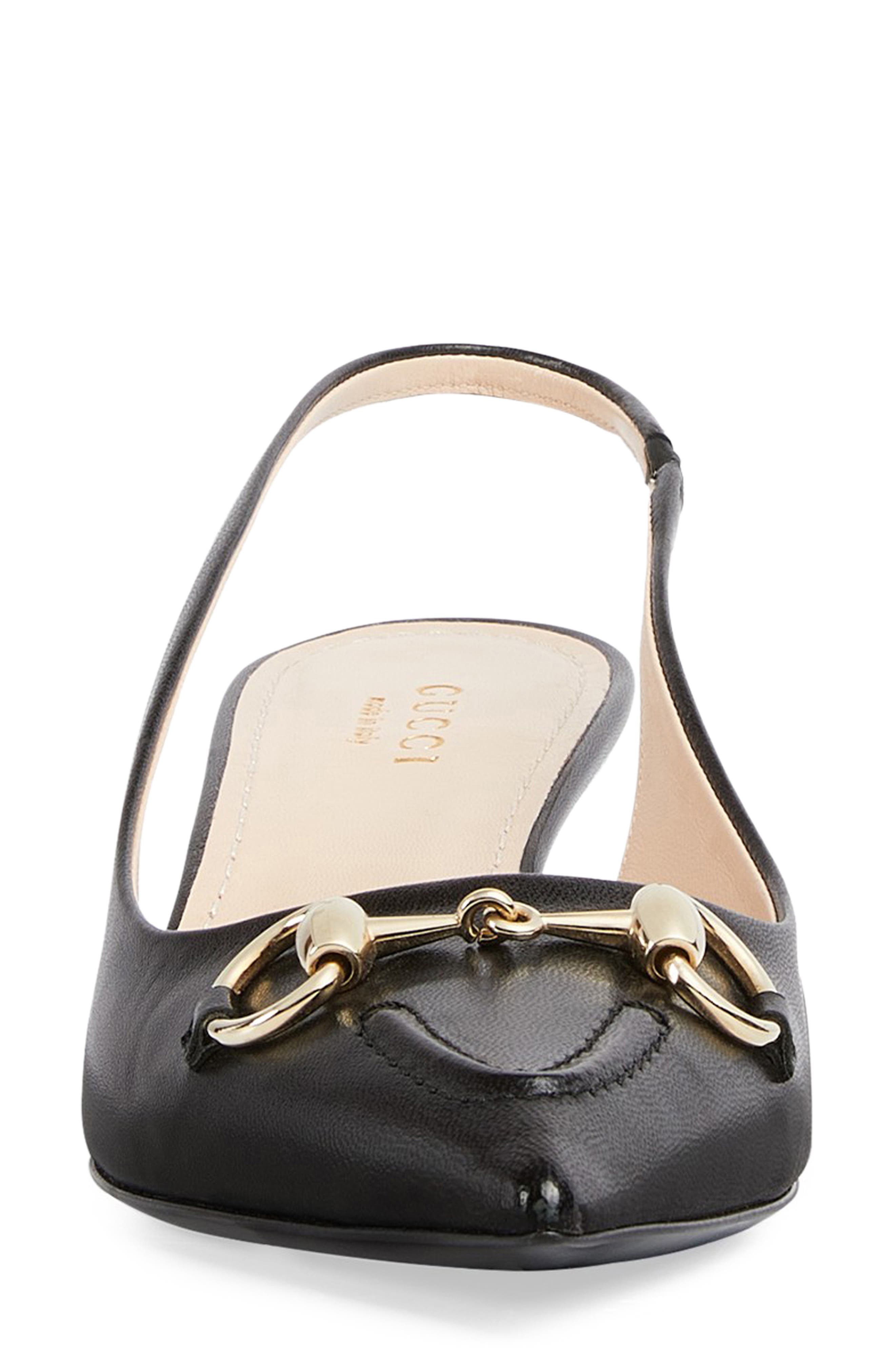 Gucci Horse Bit Kitten Heel Slingback Pump, Alternate, color, 1000 Black