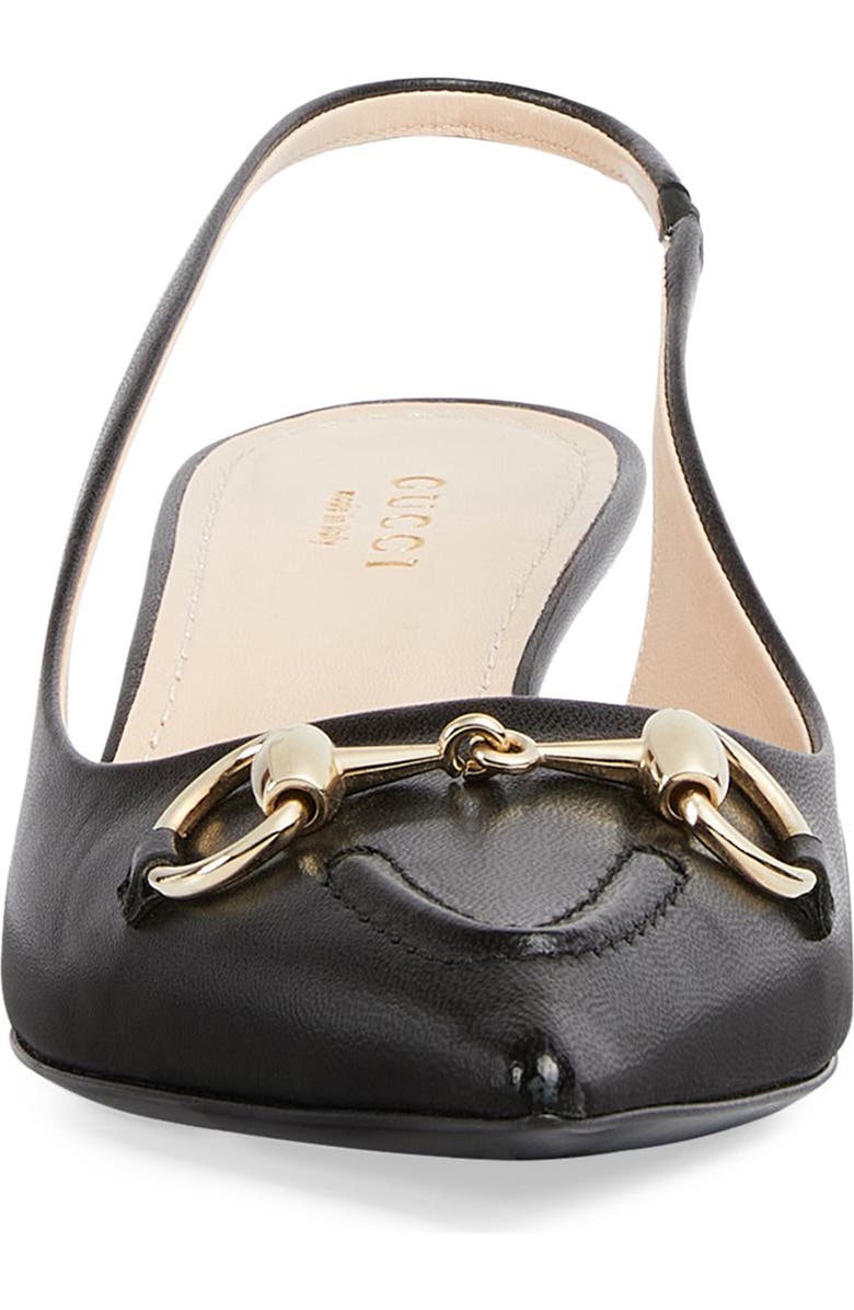 Gucci Horse Bit Kitten Heel Slingback Pump, Alternate, color, 1000 Black