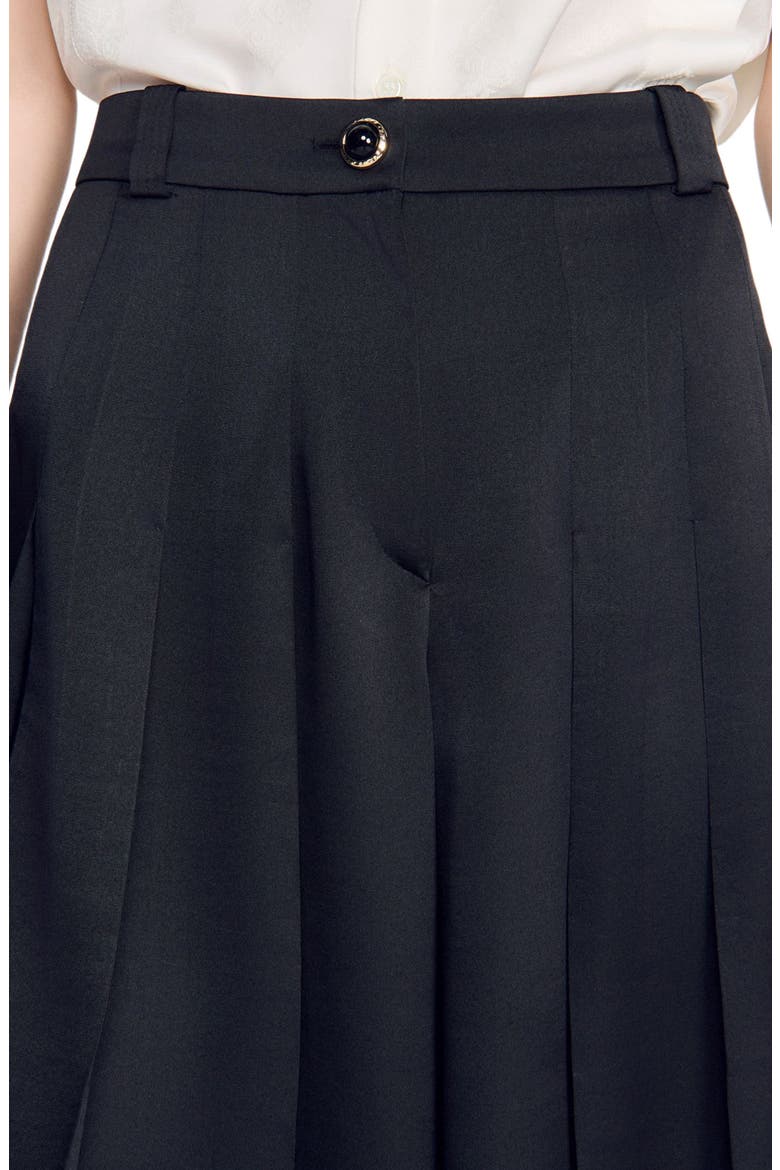 Long high-waisted pleated shorts, Alternate, color, Black