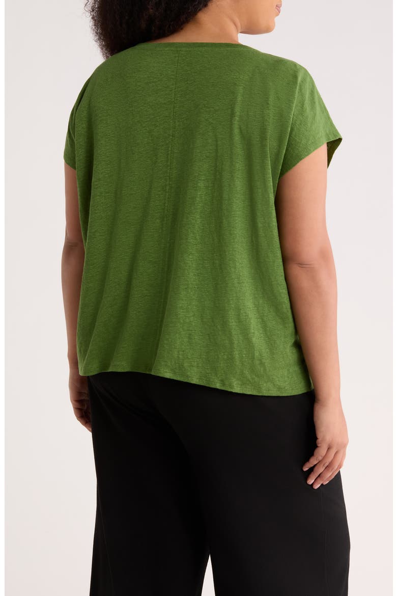 Boxy V-Neck Organic Linen T-Shirt, Alternate, color, FIELD