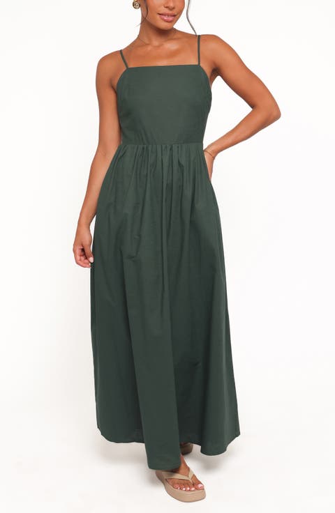 Savannah Tie Back Cotton & Linen Maxi Dress