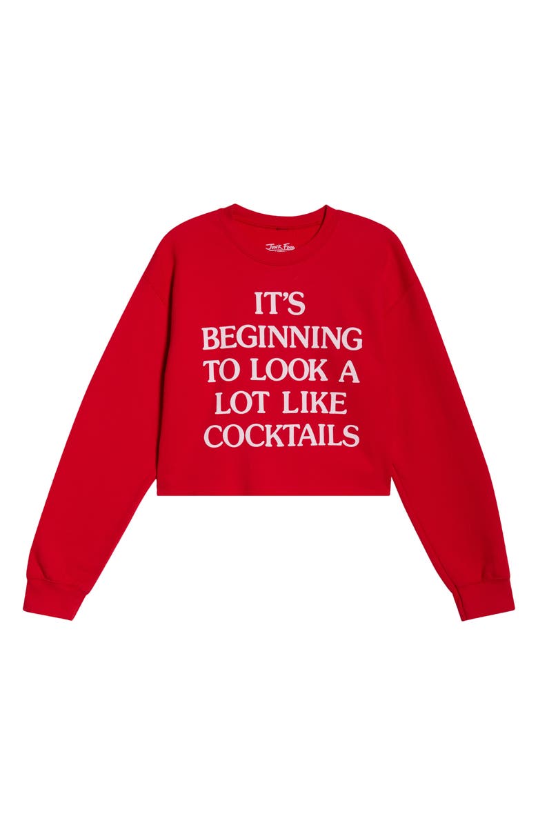Junk Food It's Beginning Christmas Crop Graphic Sweatshirt, Alternate, color, Red