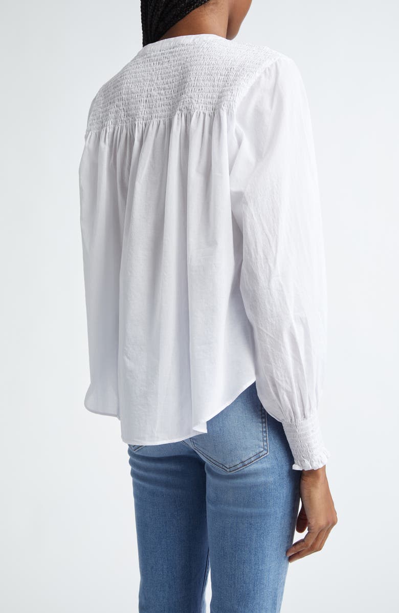 Veronica Beard Constanza Smocked Front Button-Up Shirt, Alternate, color,