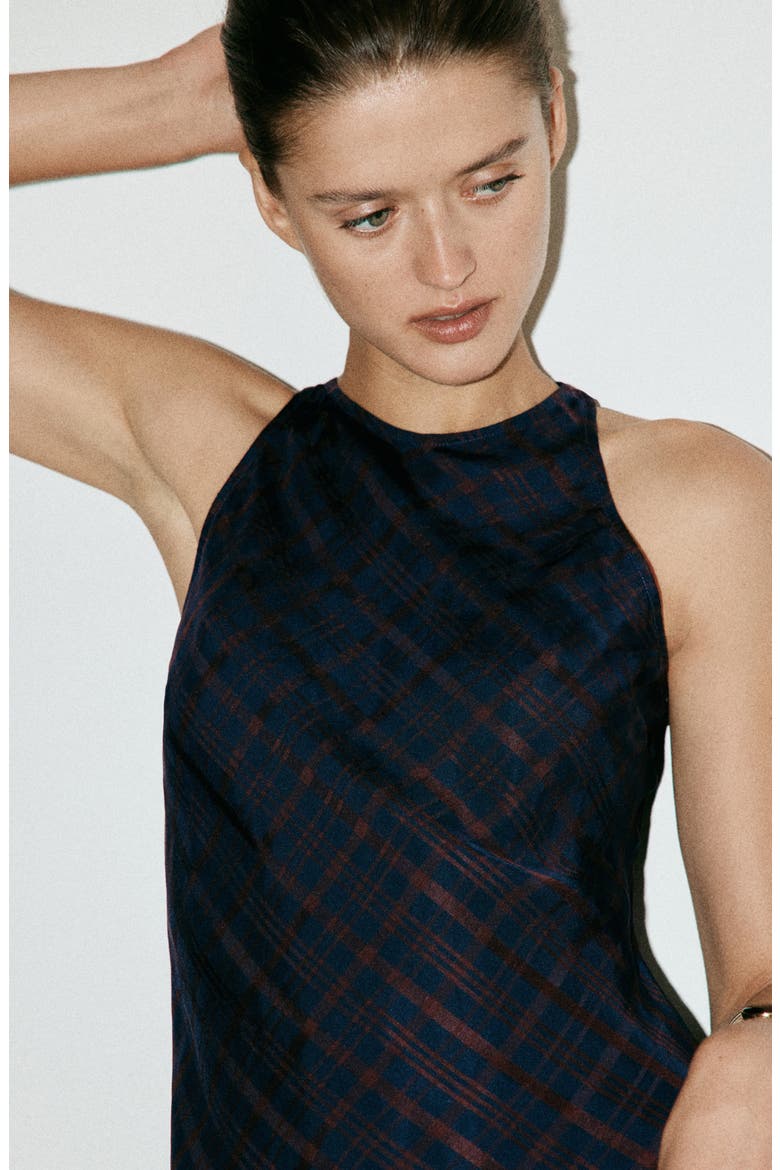 Mimmi Check Print Midi Dress, Alternate, color, BLUE