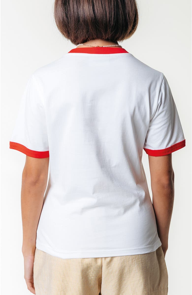 Colourful Rebel Logo Wave Ringer Boxy Tee, Alternate, color, White