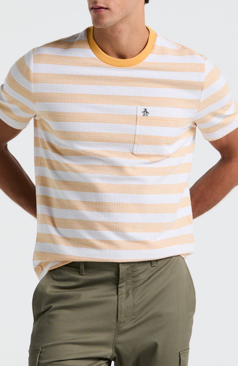 Original Penguin Stripe Waffle Knit Pocket T-Shirt, Main, color, 