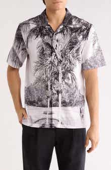 Bugatchi Cole OoohCotton® Woven Print Short Sleeve Button-Up Shirt