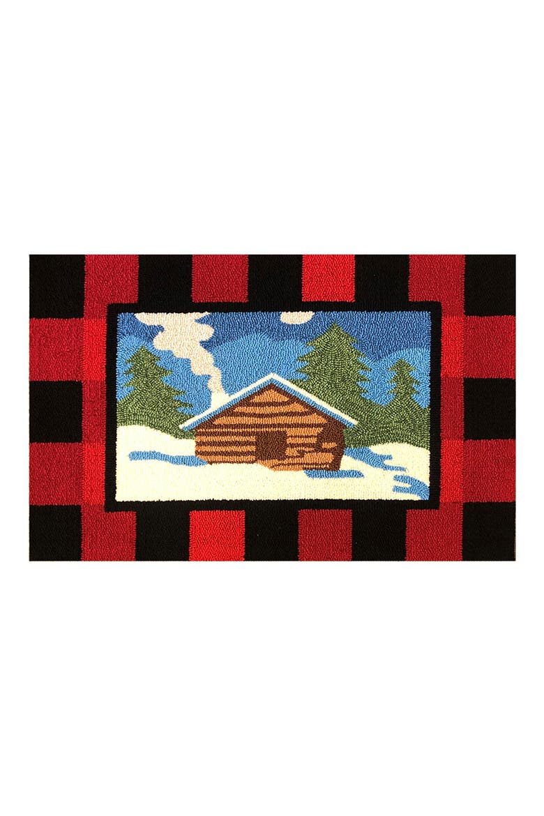Snowy Cabin Plaid Doormat, Main, color, RED/ BLACK/ BLUE
