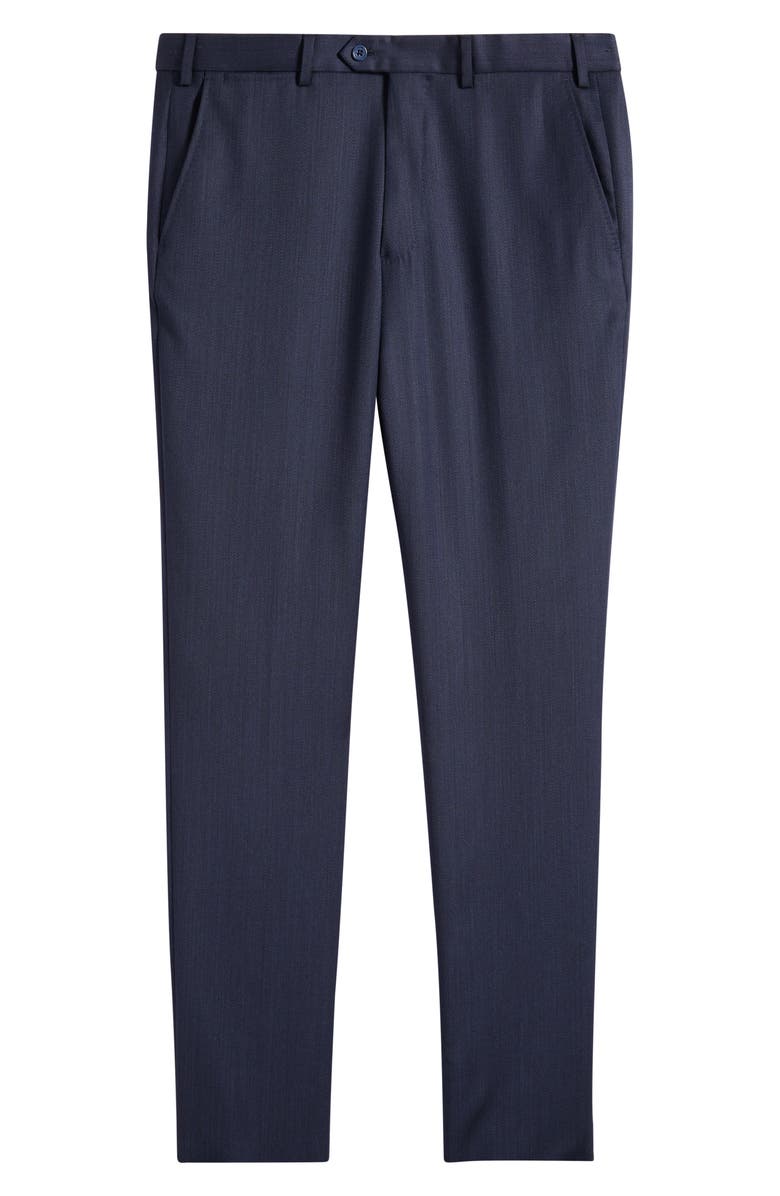 Emporio Armani Flat Front Navy Wool Dress Pants, Alternate, color, Navy