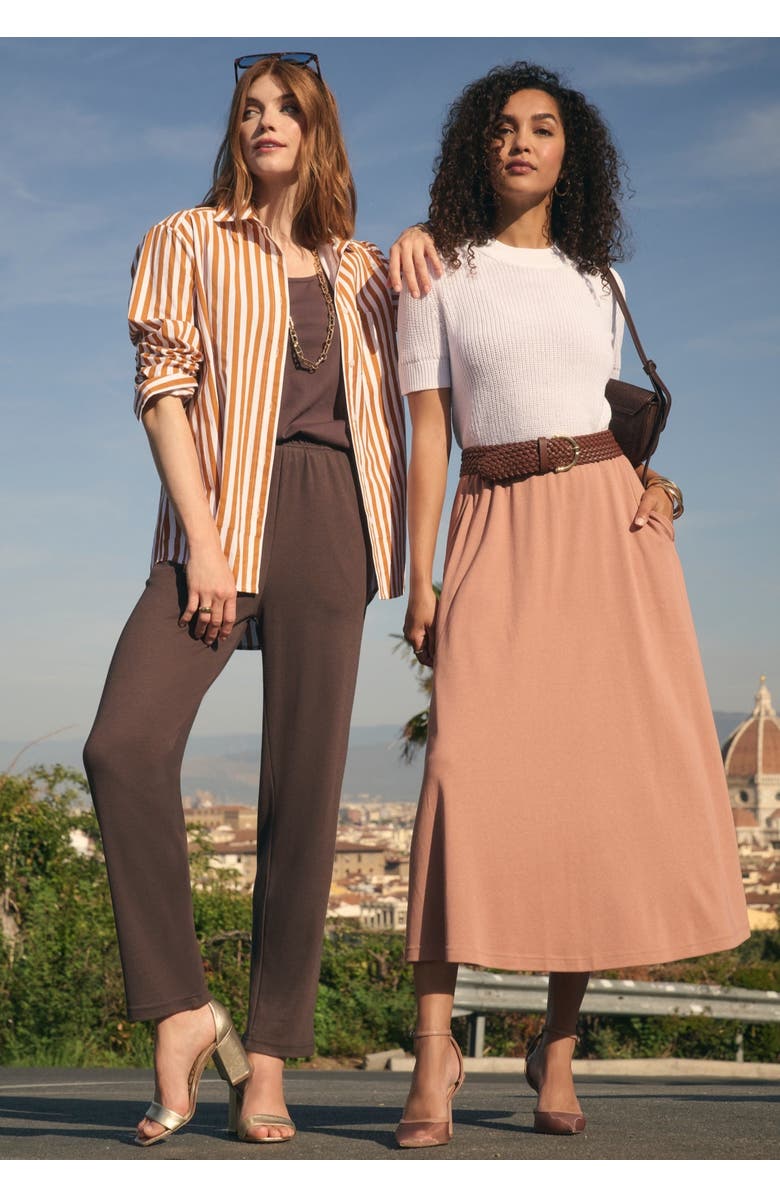 Jessica London Soft Ease Midi Skirt, Alternate, color, Black