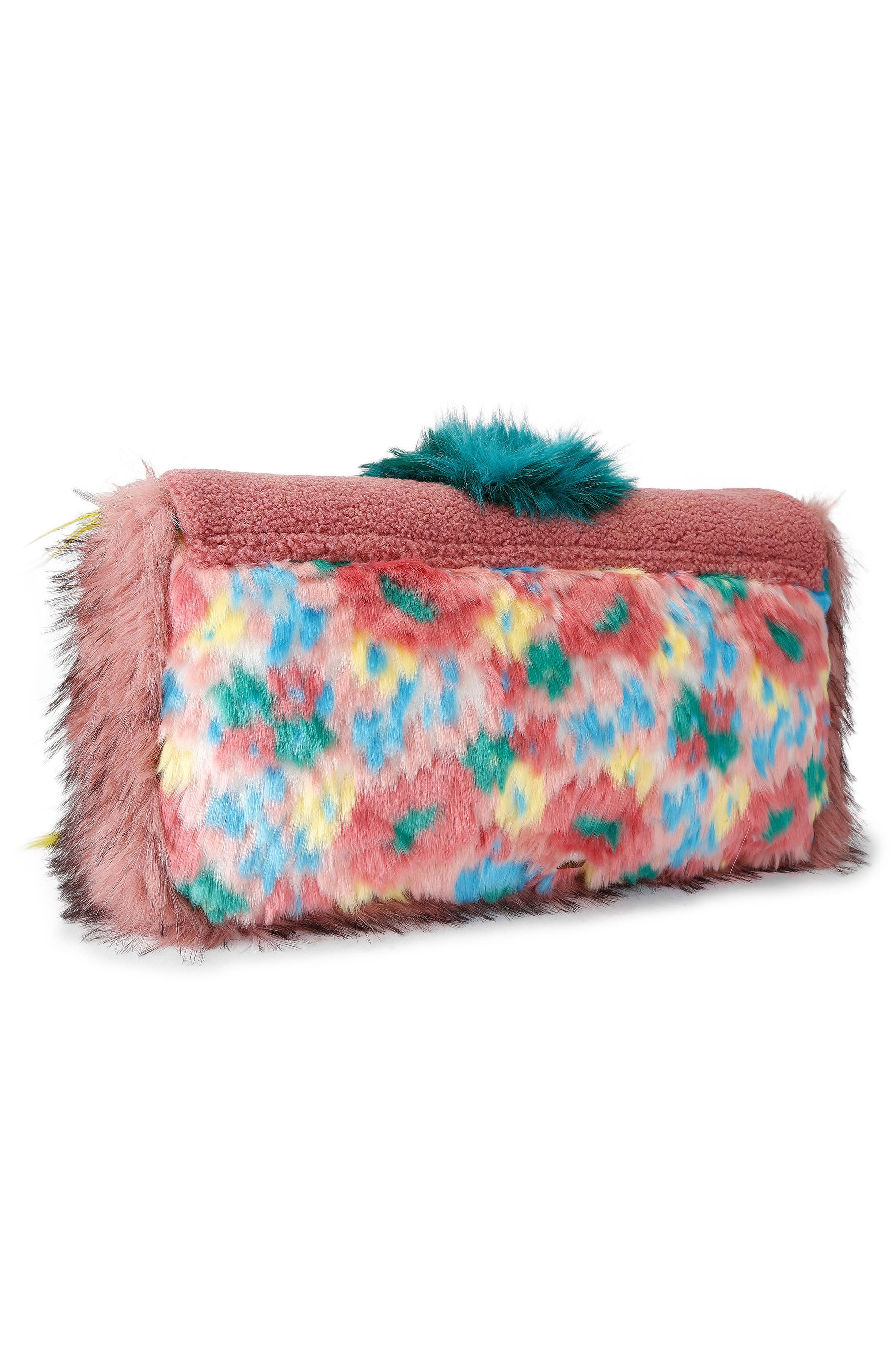 Macro Oxford Mascot Faux Fur and Leather Shoulder Bag, Alternate, color, PINK COMB