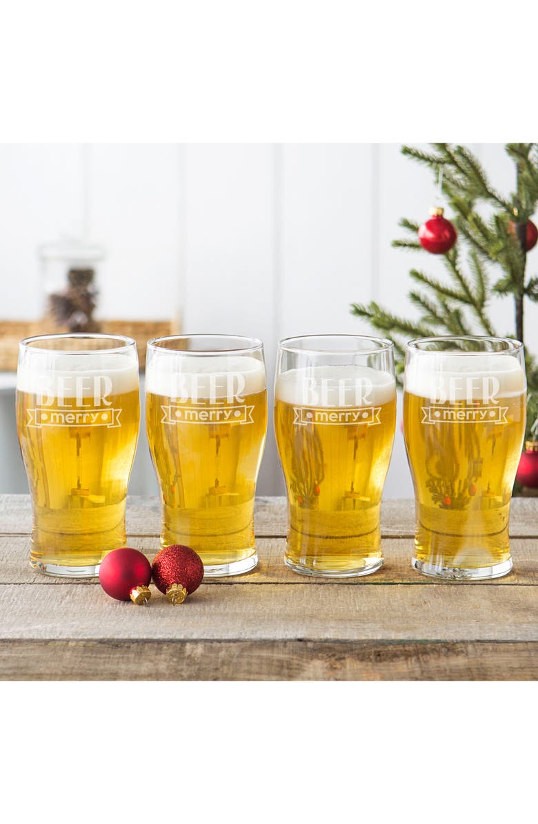Cathy's Concepts Beer Merry Set of 4 Pilsner Glasses, Alternate, color, 