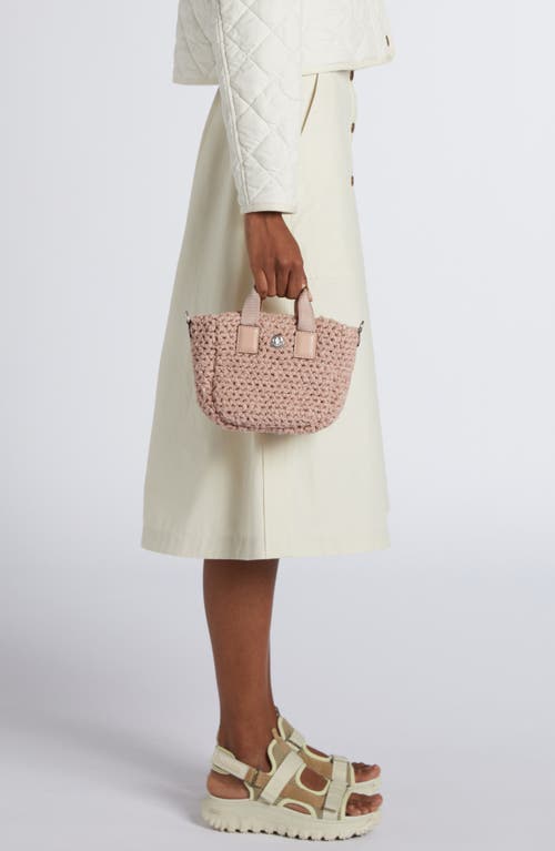 Shop Moncler Mini Caradoc Woven Crossbody Bag In Rose Dawn