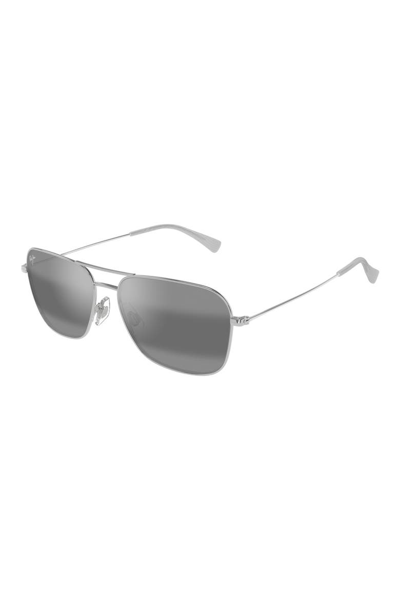 Naauao 58mm PolarizedPlus2® Aviator Sunglasses, Alternate, color, SILVER/ NEUTRAL GREY